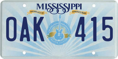 MS license plate OAK415