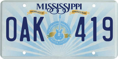 MS license plate OAK419