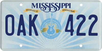 MS license plate OAK422