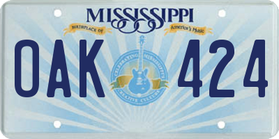 MS license plate OAK424