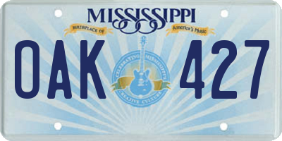 MS license plate OAK427