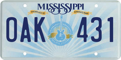 MS license plate OAK431