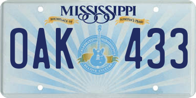 MS license plate OAK433