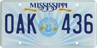 MS license plate OAK436