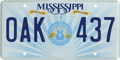 MS license plate OAK437