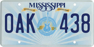 MS license plate OAK438