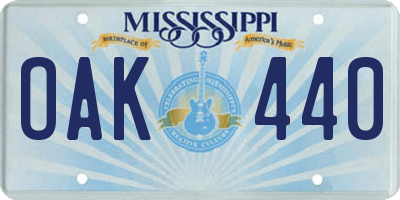MS license plate OAK440