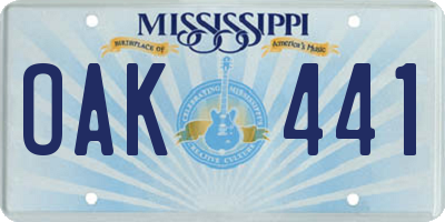 MS license plate OAK441