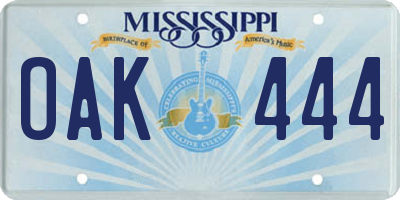 MS license plate OAK444