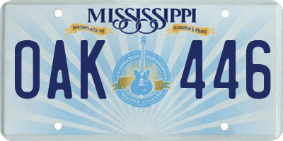 MS license plate OAK446
