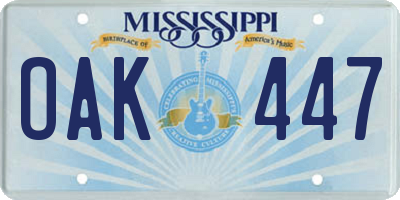 MS license plate OAK447