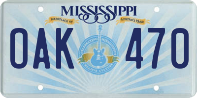 MS license plate OAK470
