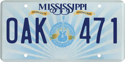 MS license plate OAK471