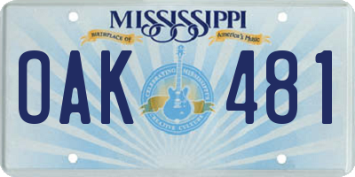 MS license plate OAK481