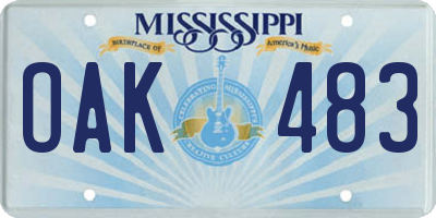 MS license plate OAK483