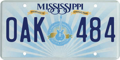 MS license plate OAK484