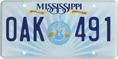 MS license plate OAK491