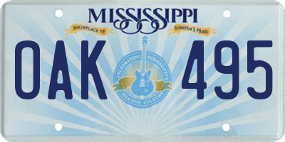 MS license plate OAK495