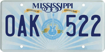 MS license plate OAK522