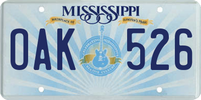 MS license plate OAK526