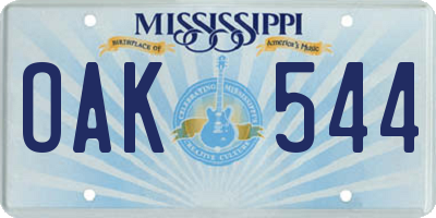 MS license plate OAK544