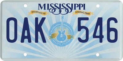 MS license plate OAK546