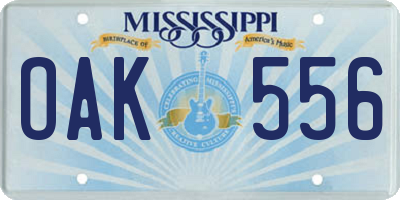 MS license plate OAK556