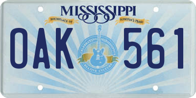 MS license plate OAK561