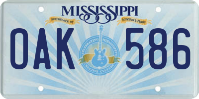 MS license plate OAK586