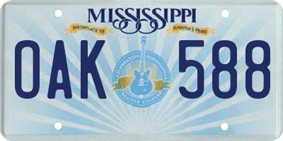 MS license plate OAK588