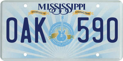 MS license plate OAK590