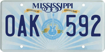MS license plate OAK592