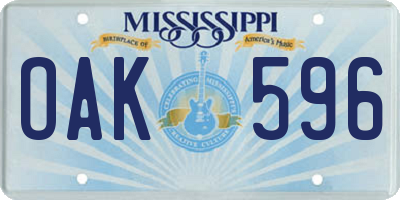 MS license plate OAK596