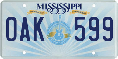 MS license plate OAK599