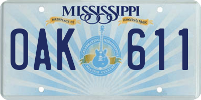 MS license plate OAK611