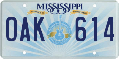 MS license plate OAK614