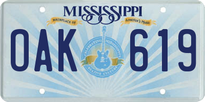 MS license plate OAK619