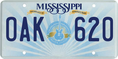 MS license plate OAK620