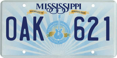 MS license plate OAK621