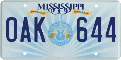 MS license plate OAK644