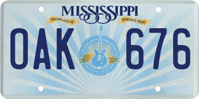 MS license plate OAK676