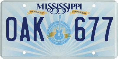 MS license plate OAK677