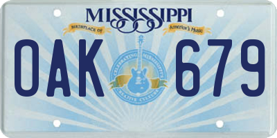 MS license plate OAK679