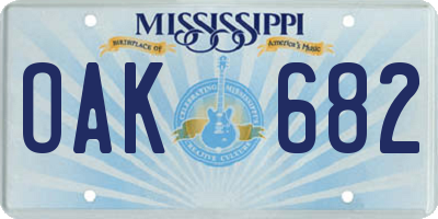 MS license plate OAK682