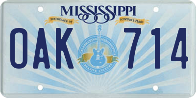 MS license plate OAK714