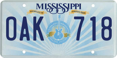 MS license plate OAK718
