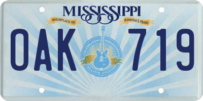 MS license plate OAK719