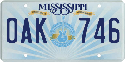 MS license plate OAK746