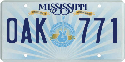 MS license plate OAK771