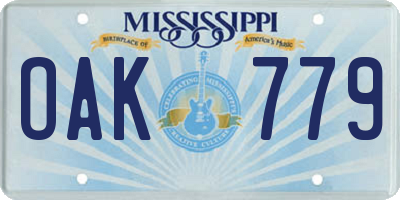 MS license plate OAK779